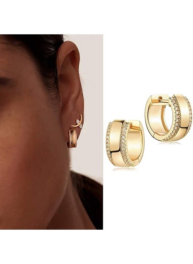 Mevecco Women Huggie Hoop Earrings Gold Ear Stud Cuff 14K Gold Filled Small Boho Beach Simple Delicate Handmade Hypoallergenic Jewelry Gift - Image 3