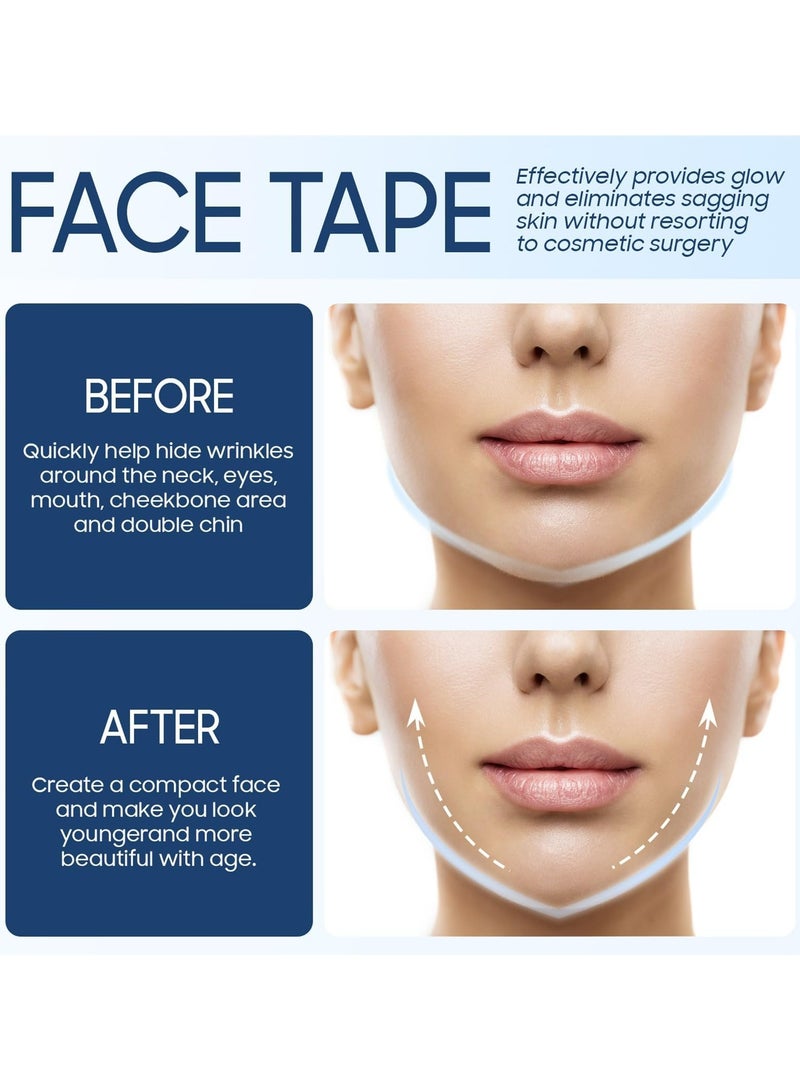 CMGTYYD 60PCS Face Lift Tape, High Elasticity Wrinkle Patches, Invisible Face Tapes for Lifting Eyes Double Chin Jowls, Lifting Saggy Skin, Waterproof, Face Stickers Neck Eye Double Chin Lift V Shape - Image 4