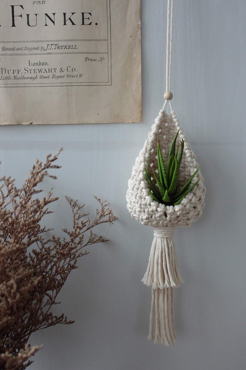 simpleSS 2 Pack Macrame Plant Hangers Air Plants Hanging Basket, Boho Macrame Wall Hanging for Indoor Outdoor Home Decor - Image 5