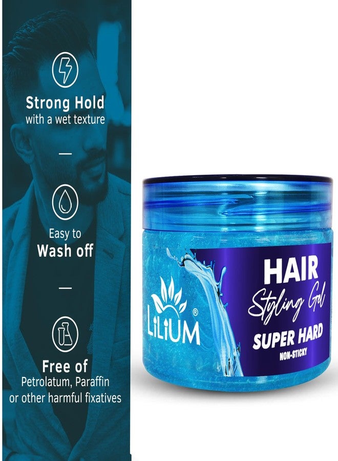 Lilium Hair Styling Gel Super Hard 250ml | Non-Sticky, Strong Hold for All Hair Types | Stylish Glossy Finish Hair Volumizer | Long-Lasting, Flexible Styling Gel for Men - Image 2