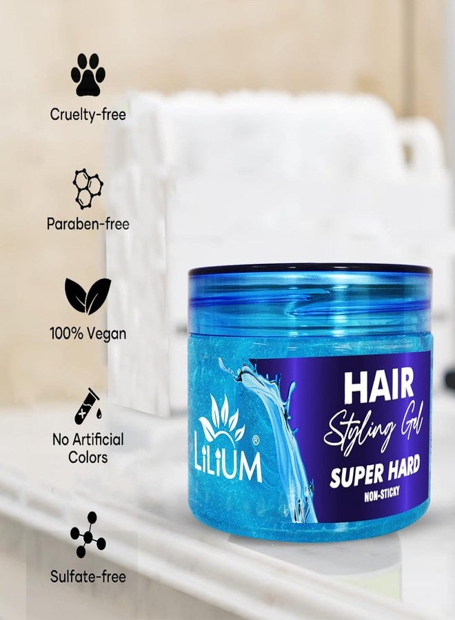 Lilium Hair Styling Gel Super Hard 250ml | Non-Sticky, Strong Hold for All Hair Types | Stylish Glossy Finish Hair Volumizer | Long-Lasting, Flexible Styling Gel for Men - Image 3