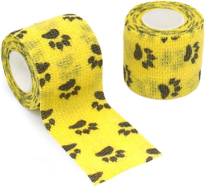 Non Woven Self Adhesive Cohesive Bandage 8 Rolls Paw Print Breathable Athletic Tape - Image 3