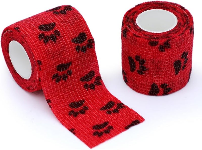 Non Woven Self Adhesive Cohesive Bandage 8 Rolls Paw Print Breathable Athletic Tape - Image 4