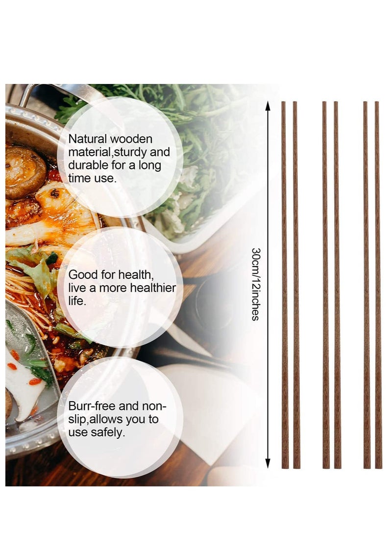 SYOSI - 10 Pairs Long Wooden Chopstick Cooking Chopsticks Extra Long Chopsticks Noodle Chopsticks Hot Pot Chopstick Chinese Style Chopsticks Natural Wooden Frying Chopstick for Cooking, 12 Inch - Image 1