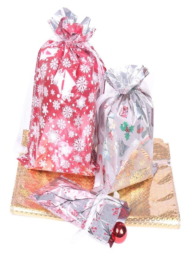 WesGen Christmas Gift Bags,40Pcs Santa Wrapping Bag in 4 Sizes and 4 Designs with Inserted Drawstring Ribbons and Tags for Wrapping Holiday - Image 5