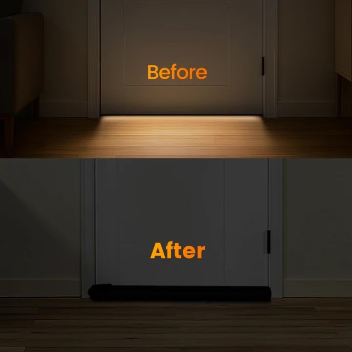 DailyCuddles Door Draft Stopper, Draft Stopper for Bottom of Door, 36” Under Door Draft Covers Gap up to 2.36”, Adjustable Door Sweep for Noise, Bugs, Cold Air, Dust, Easy Install Draft Blocker(Black) - Image 2