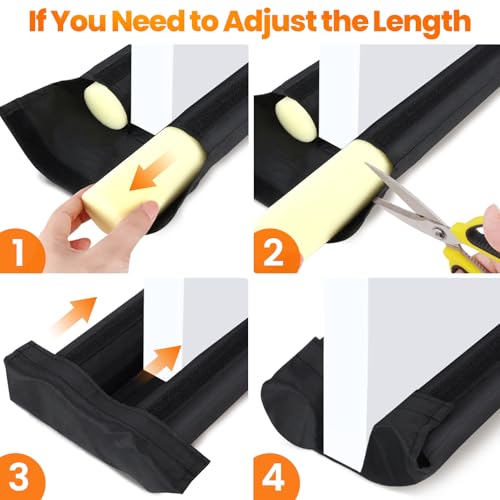 DailyCuddles Door Draft Stopper, Draft Stopper for Bottom of Door, 36” Under Door Draft Covers Gap up to 2.36”, Adjustable Door Sweep for Noise, Bugs, Cold Air, Dust, Easy Install Draft Blocker(Black) - Image 4