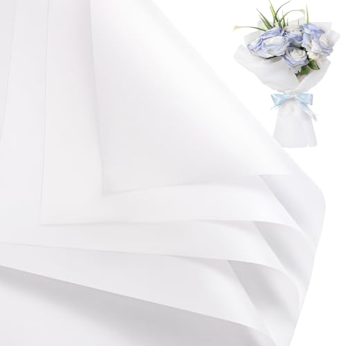 woric 25 Sheets Flower Bouquet Wrapping Paper White Waterproof Floral Wrapping Paper Florist Supplies for Graduation Birthday Party Gifts Packaging DIY Crafts - Image 1