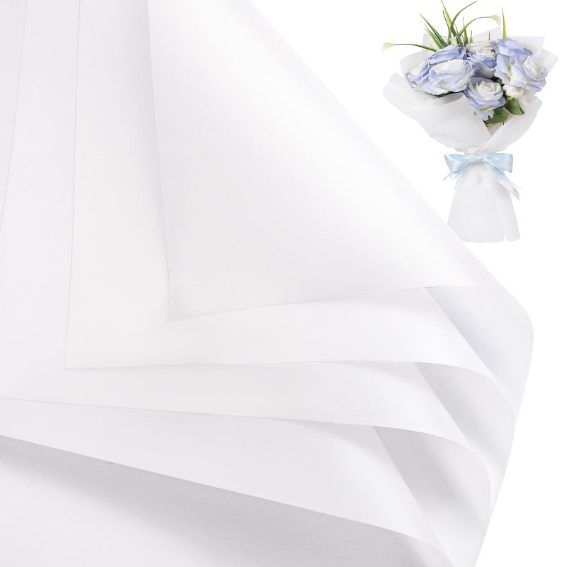 woric 25 Sheets Flower Bouquet Wrapping Paper White Waterproof Floral Wrapping Paper Florist Supplies for Graduation Birthday Party Gifts Packaging DIY Crafts - Image 2