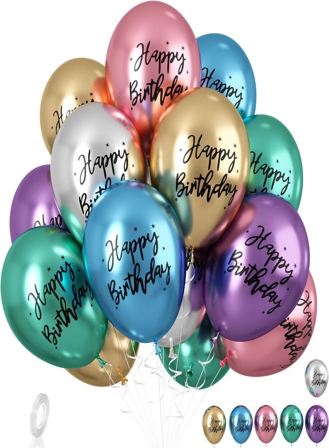 duile Metal Happy Birthday Balloons Colorful Metallic Decorative Balloons Birthday Party Decor Room Decor House Decor For Wedding Birthday Anniversary Graduation Party Decorations Supplies - Image 1