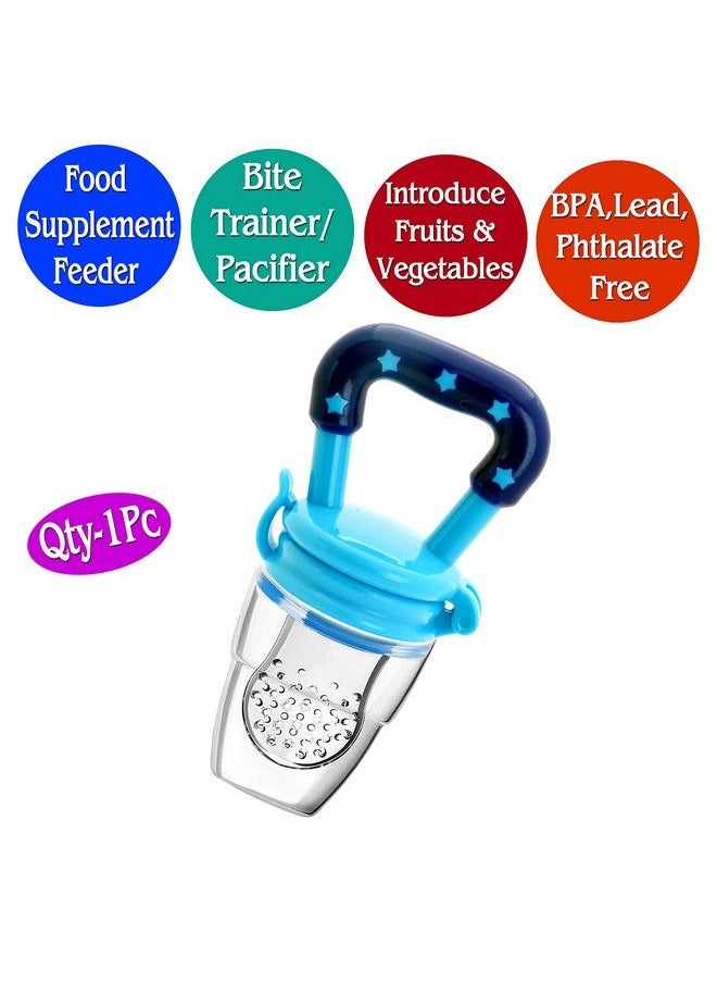 The Little Lookers Bpa Free Fruit & Food Pacifier Nibbler With Silicon Mesh For Baby Infants (Blue Pack Of 1)  - Image 3