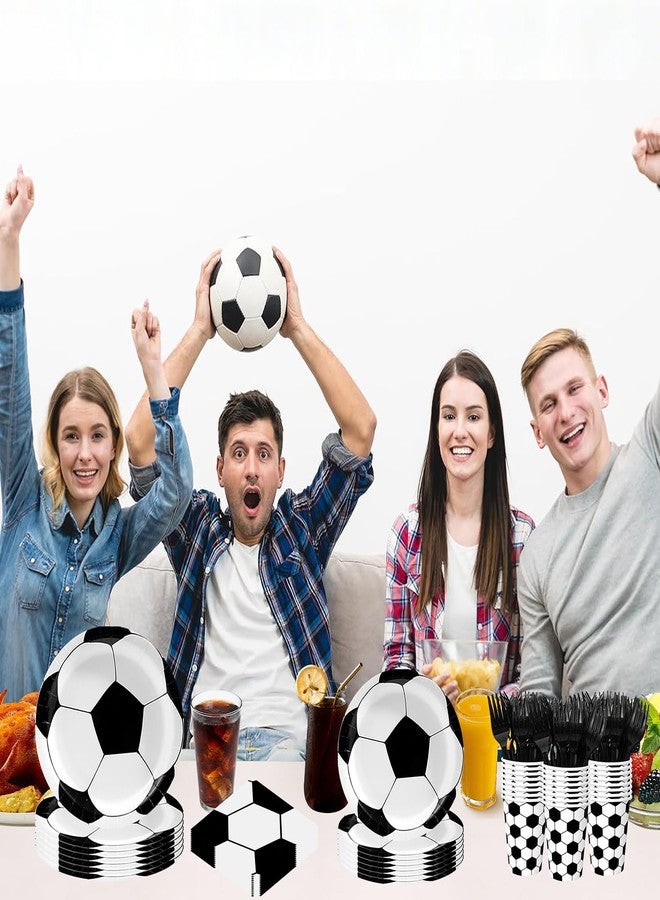 WIQEDOHA Soccer Party Decorations Soccer Birthday Party Supplies Set 120Pcs Soccer Plates and Napkins,Cups Forks for Game Day, Sports Theme Birthday party Decorations - Image 3