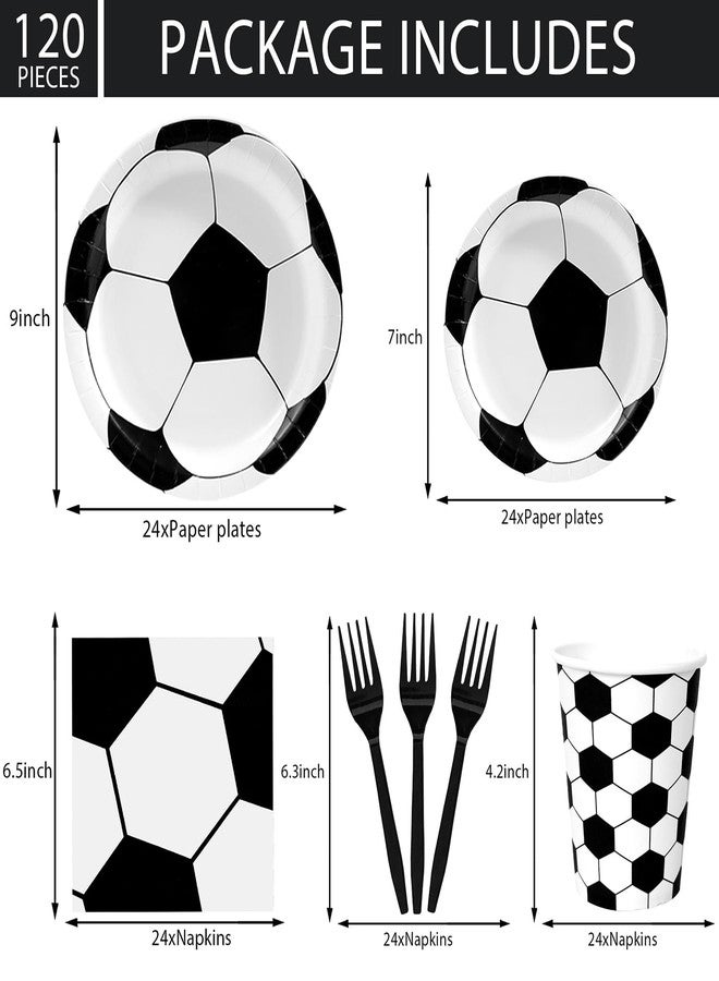 WIQEDOHA Soccer Party Decorations Soccer Birthday Party Supplies Set 120Pcs Soccer Plates and Napkins,Cups Forks for Game Day, Sports Theme Birthday party Decorations - Image 2