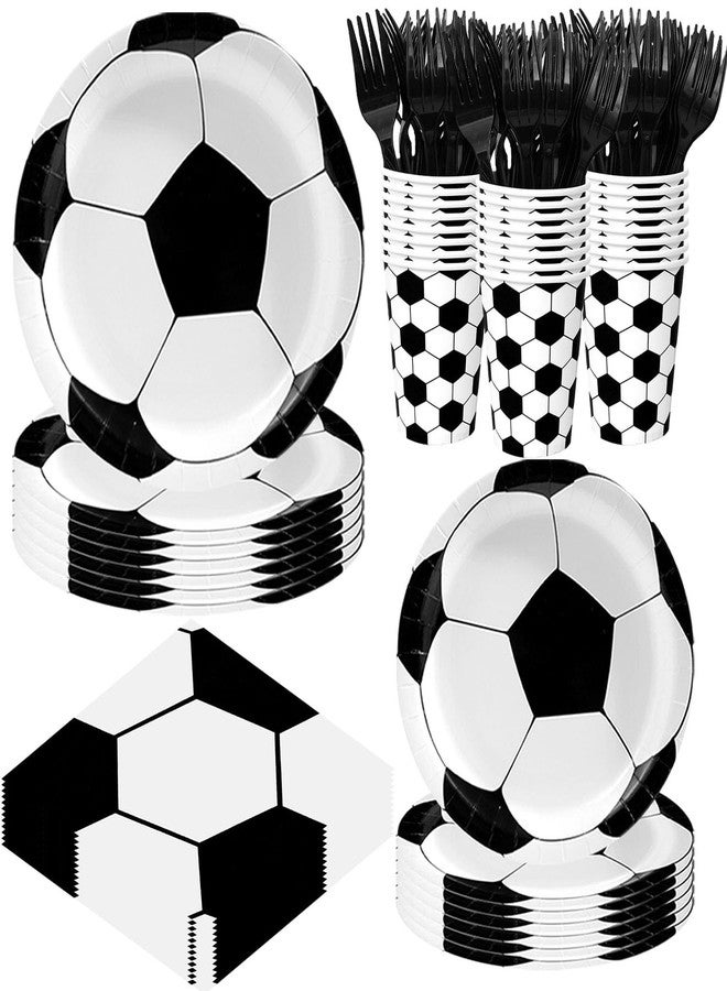 WIQEDOHA Soccer Party Decorations Soccer Birthday Party Supplies Set 120Pcs Soccer Plates and Napkins,Cups Forks for Game Day, Sports Theme Birthday party Decorations - Image 1