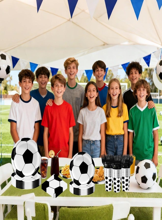 WIQEDOHA Soccer Party Decorations Soccer Birthday Party Supplies Set 120Pcs Soccer Plates and Napkins,Cups Forks for Game Day, Sports Theme Birthday party Decorations - Image 4