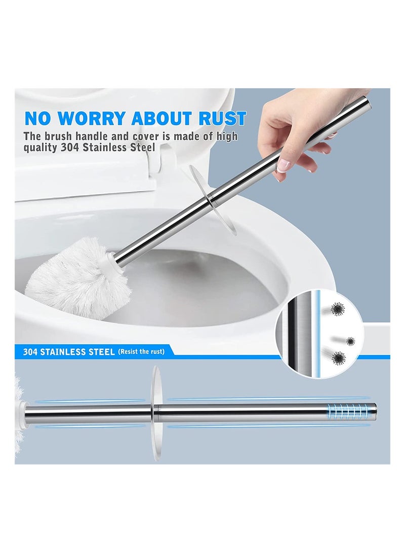 SYOSI Toilet Brush and Holder White Toilet Bowl Brush Set with Stainless Steel Handle Durable Bristles for Deep Cleaning Compact Bathroom Brush Save Space Good Grip Anti-Drip  - Image 4