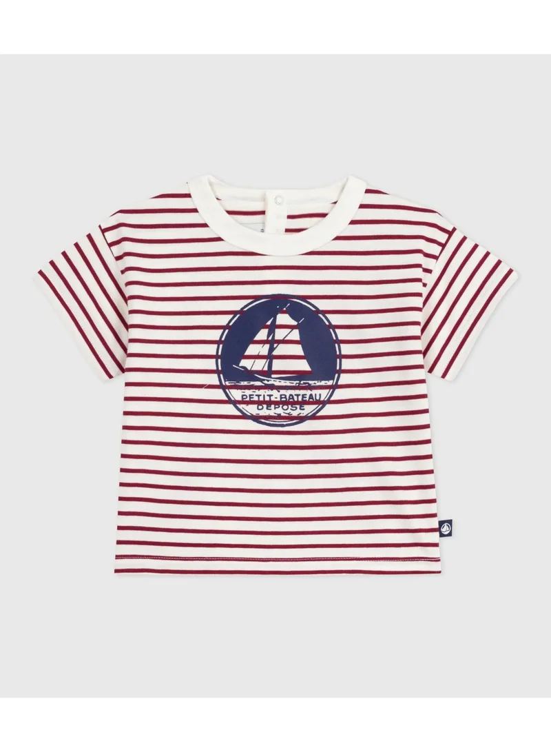 Petit Bateau Babies' short-sleeved stripy cotton T-shirt