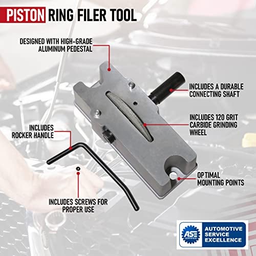 AA Ignition Piston Ring Filer Tool - 66785, 66786 Manual Piston Ring Filer - with 120 Grit Carbide Grinding Wheel - Ring Gap Crank Grinder Tool, Aluminum - Steel Piston Grinder - Image 4