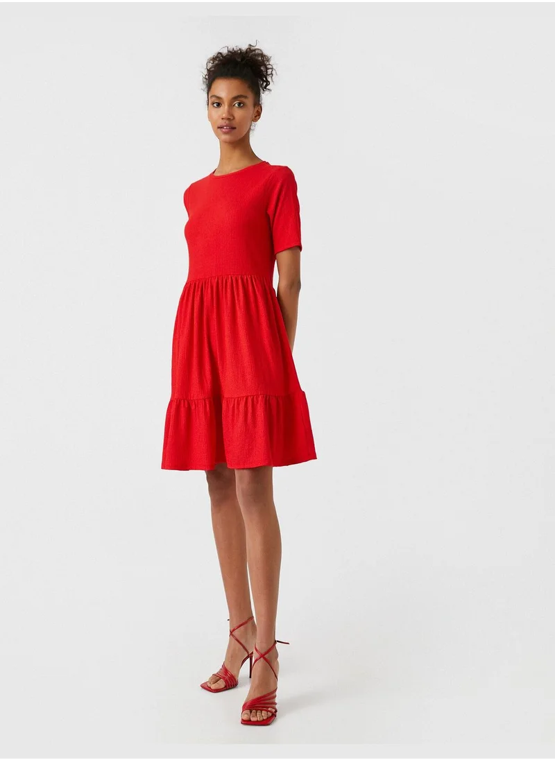 KOTON Short Sleeve Frill Dress