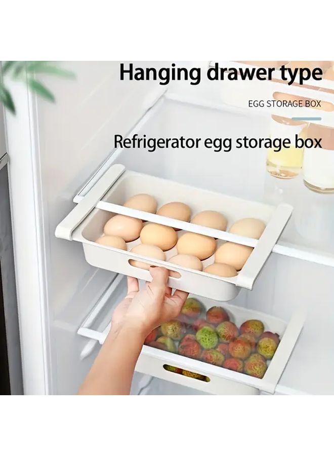 White Hanging RV Kitchen Organizer Refrigerator Egg Fruit Storage Drawer Food Crisper Box - Image 1