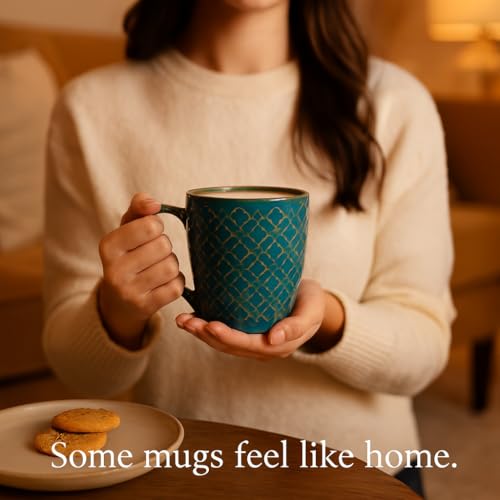 KITTENS Ceramic Coffee Mug Set of 4 – 320ml, Dark Green | Handcrafted & Handpainted Stoneware | Food Grade, Microwave & Dishwasher Safe | Premium Mugs for Daily Use, Gifting & Office - Image 5