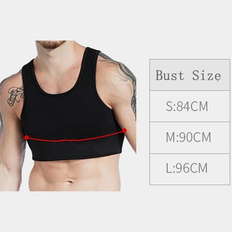 JOCKMAIL Men's Neoprene Brace Vest Chest Support Strap Fitness Gym Sports Bra Vest Mens Chest Compression Vest (Black, L) - Image 4