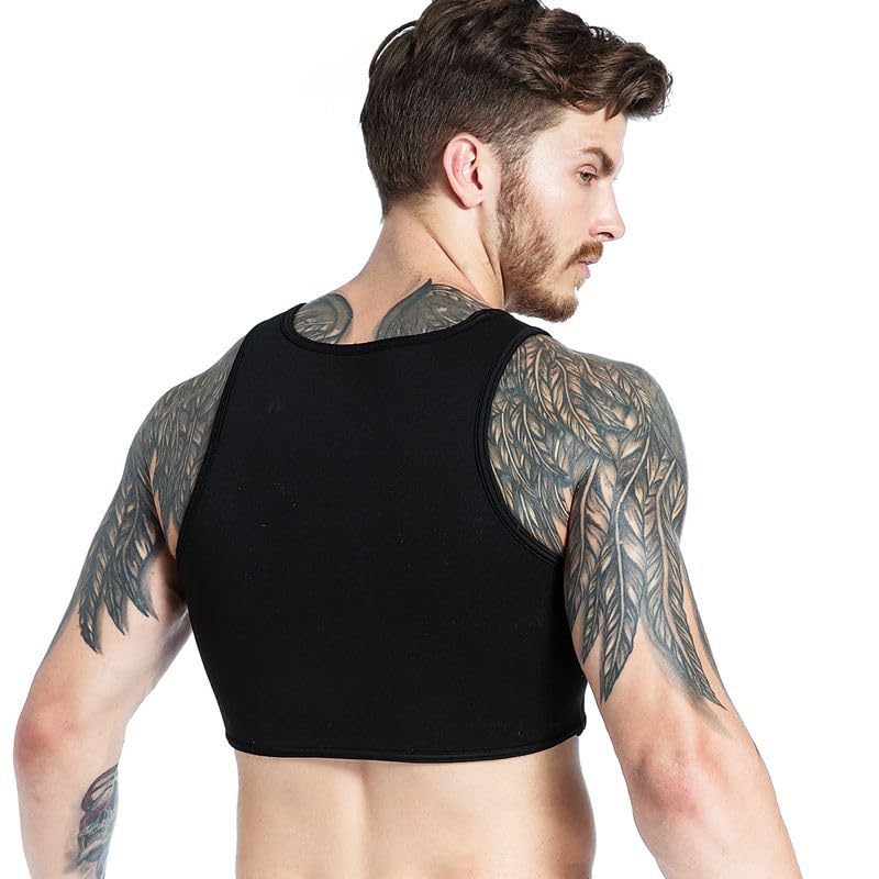 JOCKMAIL Men's Neoprene Brace Vest Chest Support Strap Fitness Gym Sports Bra Vest Mens Chest Compression Vest (Black, L) - Image 2