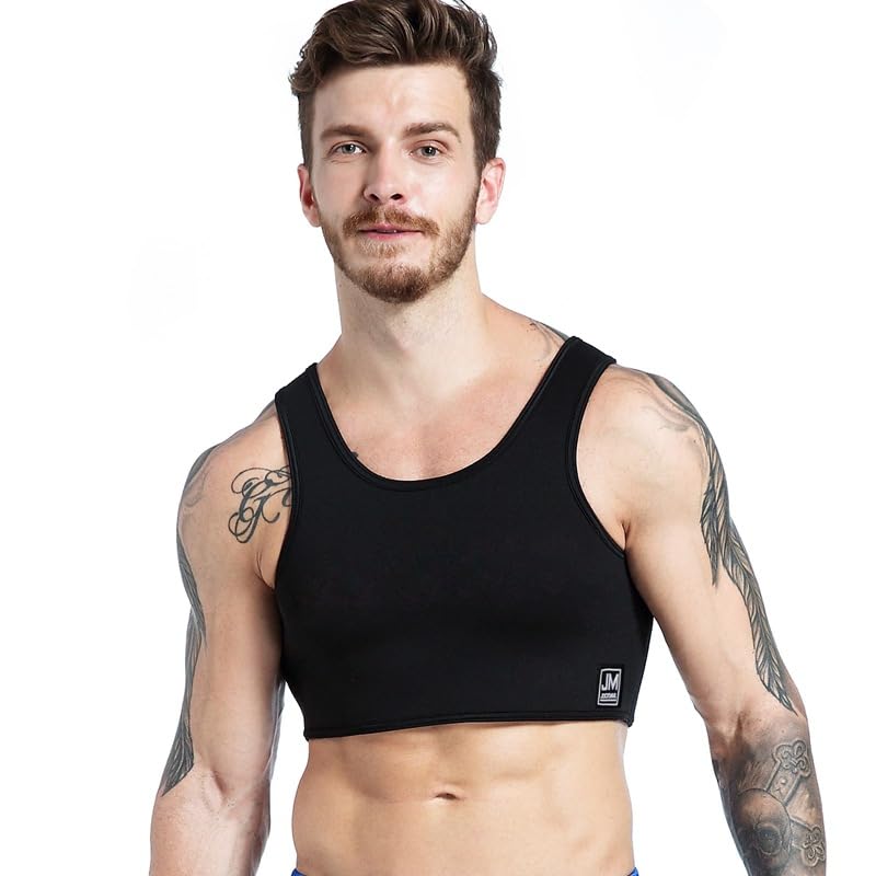 JOCKMAIL Men's Neoprene Brace Vest Chest Support Strap Fitness Gym Sports Bra Vest Mens Chest Compression Vest (Black, L) - Image 1