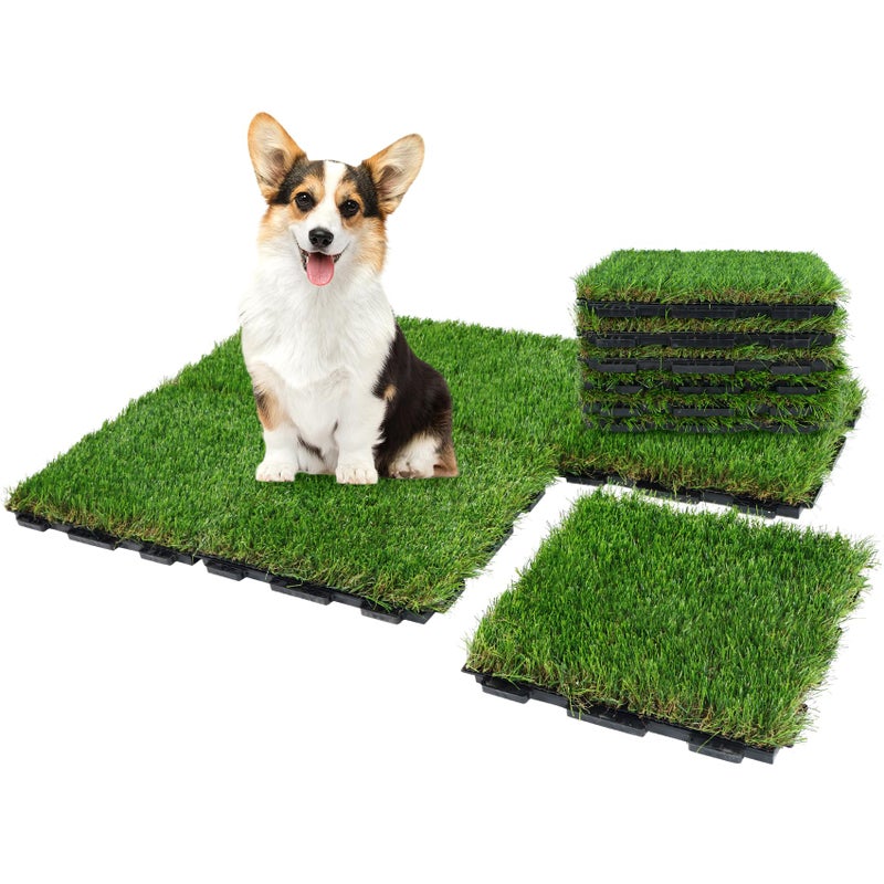 XLX TURF Interlocking Fake Grass Tiles for Dogs Potty Training 12 x 12 Pet Artificial Grass Squares with Drainage 6 Pack
