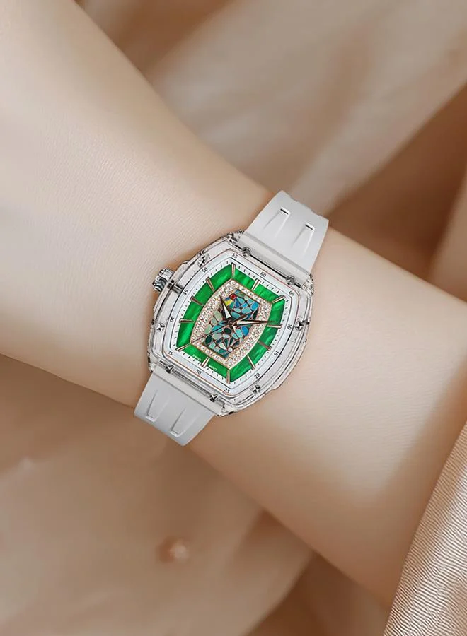 TSAR BOMBA Nucleus Femme Series 35mm Women's Watch with White Premium Rubber Strap