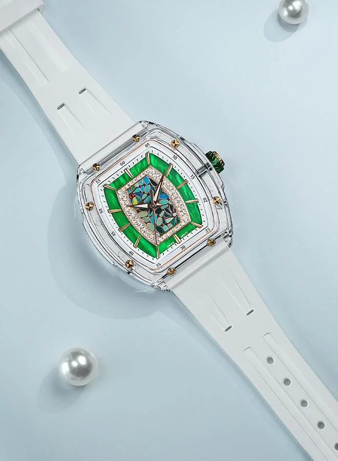 TSAR BOMBA Nucleus Femme Series 35mm Women's Watch with White Premium Rubber Strap