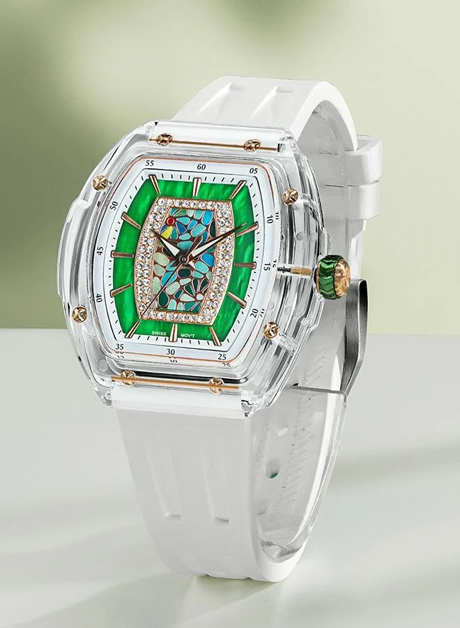 TSAR BOMBA Nucleus Femme Series 35mm Women's Watch with White Premium Rubber Strap