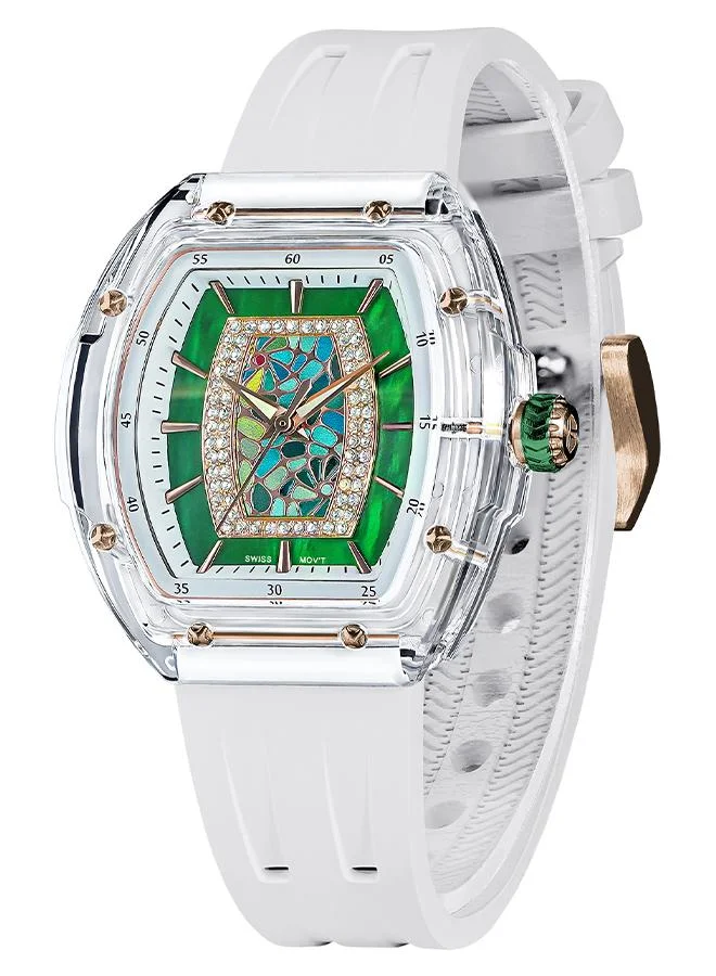 TSAR BOMBA Nucleus Femme Series 35mm Women's Watch with White Premium Rubber Strap