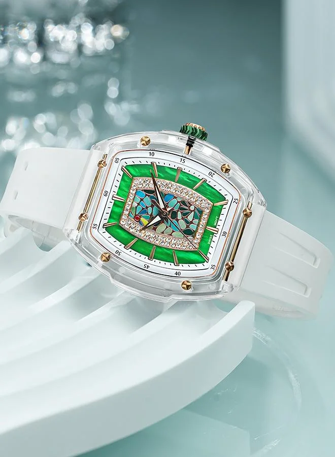 TSAR BOMBA Nucleus Femme Series 35mm Women's Watch with White Premium Rubber Strap