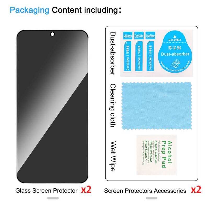 Lokyoo 2 Pack Privacy Screen Protector for Samsung Galaxy S25 [Anti-Spy Tempered Glass] [Fingerprint Unlock Support], Anti-Scratch, Bubble-Free, Easy Install 9H Protective Glass for Galaxy S25 - Image 2