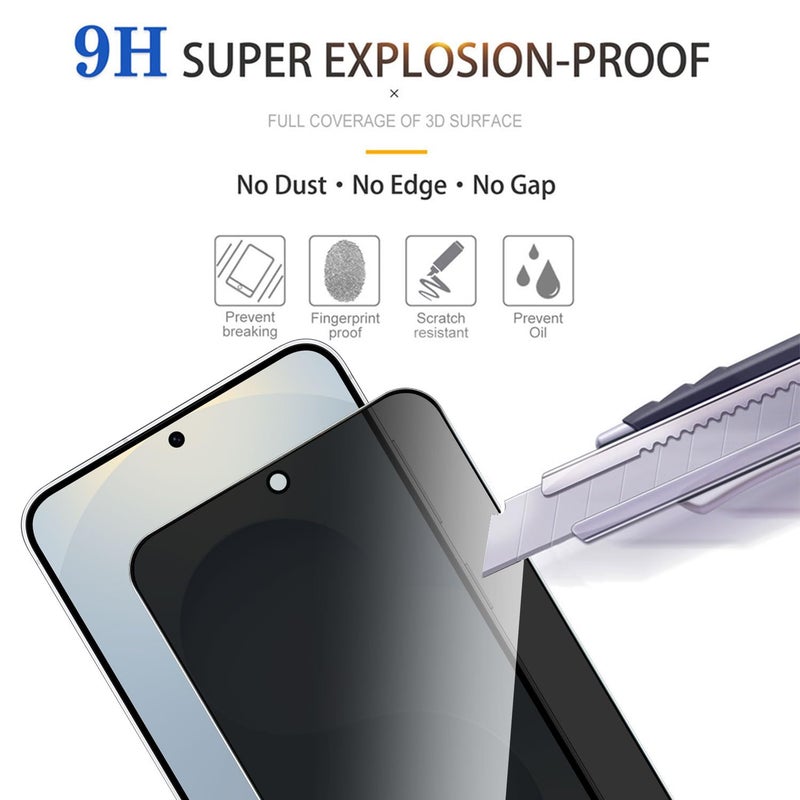 Lokyoo 2 Pack Privacy Screen Protector for Samsung Galaxy S25 [Anti-Spy Tempered Glass] [Fingerprint Unlock Support], Anti-Scratch, Bubble-Free, Easy Install 9H Protective Glass for Galaxy S25 - Image 5