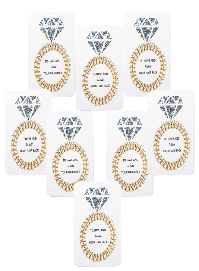Banugo Bachelorette Hair Ties, Bridesmaid Proposal Gifts, Spiral Hair Ties Scrunchies, Bridal Shower, Wedding, Bachelorette Party Favors for Guest (Set of 8- Champagne) - Image 1