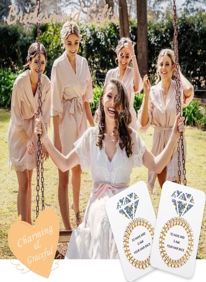 Banugo Bachelorette Hair Ties, Bridesmaid Proposal Gifts, Spiral Hair Ties Scrunchies, Bridal Shower, Wedding, Bachelorette Party Favors for Guest (Set of 8- Champagne) - Image 3