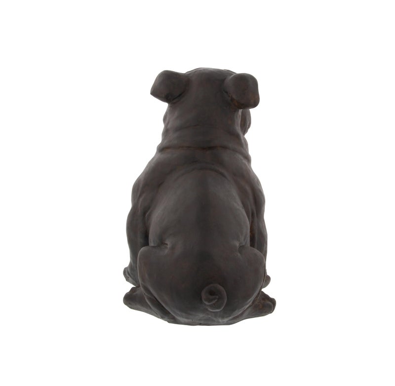 Deco 79 Polystone Bulldog Decorative Sculpture Weathered Sitting Home Decor Statue, Accent Figurine 17" x 9" x 13", Brown - Image 3
