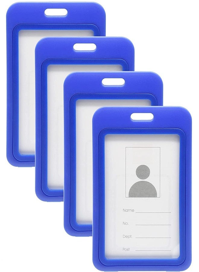 حامل بطاقات الهوية من البلاستيك العمودي ذو الوجهين من Shining Zon للرجال والنساء، مناسب للمكاتب والمدارس والكليات، مع حبل تعليق فاخر (عبوة من قطعة واحدة) - Image 1