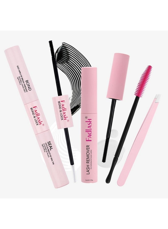 FADLASH Diy Lash Extensions Kit 4 Pcs Lash Bond And Seal & Cluster Lash Glue Remover Fast Removal No Residue And Eyelash Tweezers Waterproof Lash Cluster Glue For Self Application At Home - Image 1