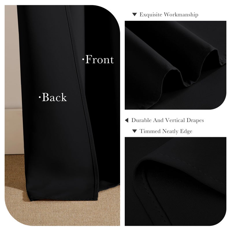 PONY DANCE Blackout Curtain Drapes - Window Treatments Solid Thermal Insulated Grommet Blackout Curtains for Bedroom Home & Kitchen Room Darkening Energy Saving, 42 W x 45 L, Black, Double Panels - Image 5