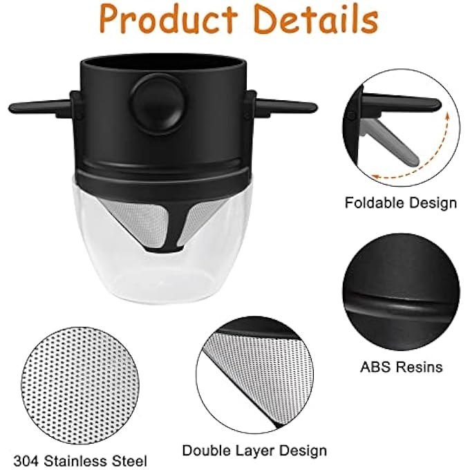TERRIFI Coffee FilterPortable Reusable Stainless Steel Cone Paperless Coffee FilterPour Over Coffee Maker 12 Cup Easy To CleanFor Home Office Travel - Image 5