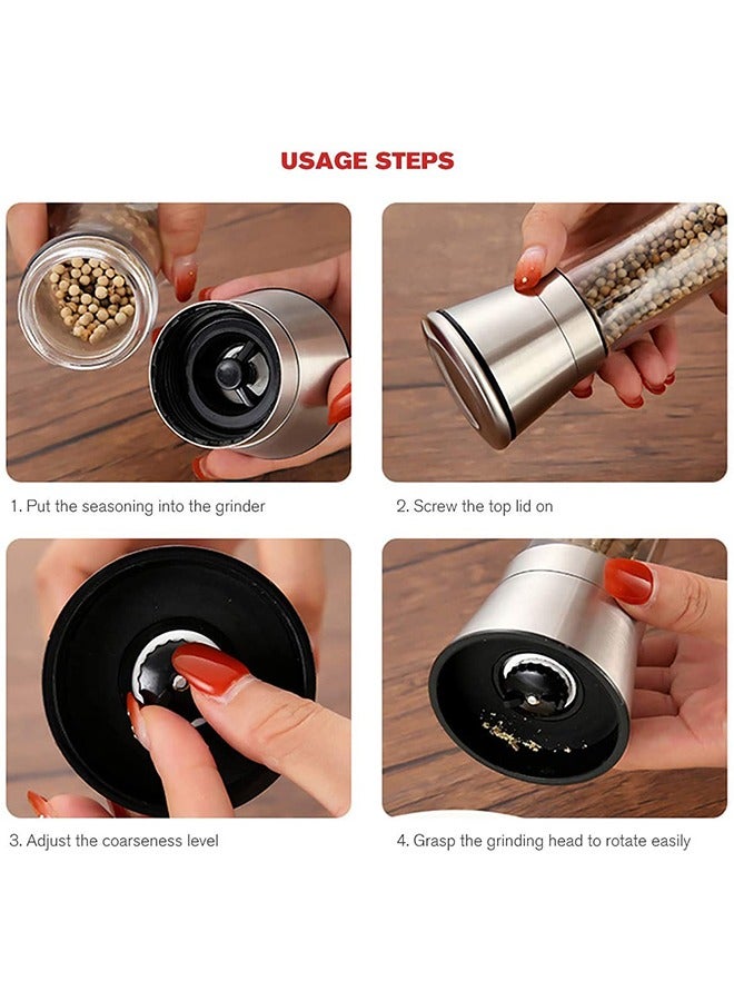 Yolu 2 Piece Home EC Premium Stainless Steel Salt and Pepper Grinder Set - Image 2
