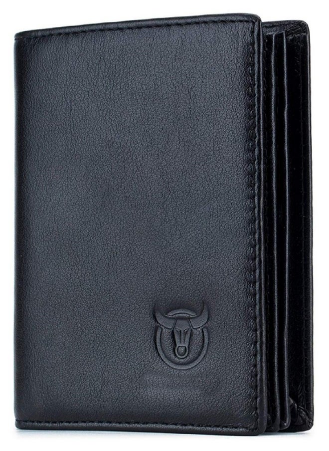 CONTACTS Contacts Men's Genuine Leather Wallet | RFID Blocking Wallet for Men| 14 Card Slots, 1 ID Window | Large Capacity Can Hold 50 Currency Notes (Black)  - Image 1