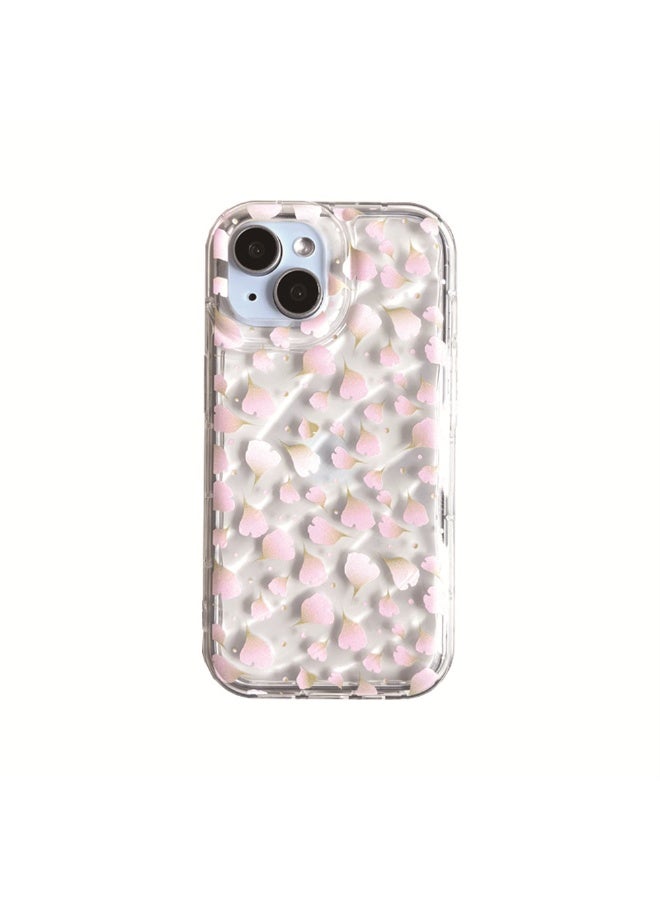 NIBEMINENT Pink Petals For Anti Falling Airbags Protective TPU Case Cover For iPhone 15 Clear - Image 3