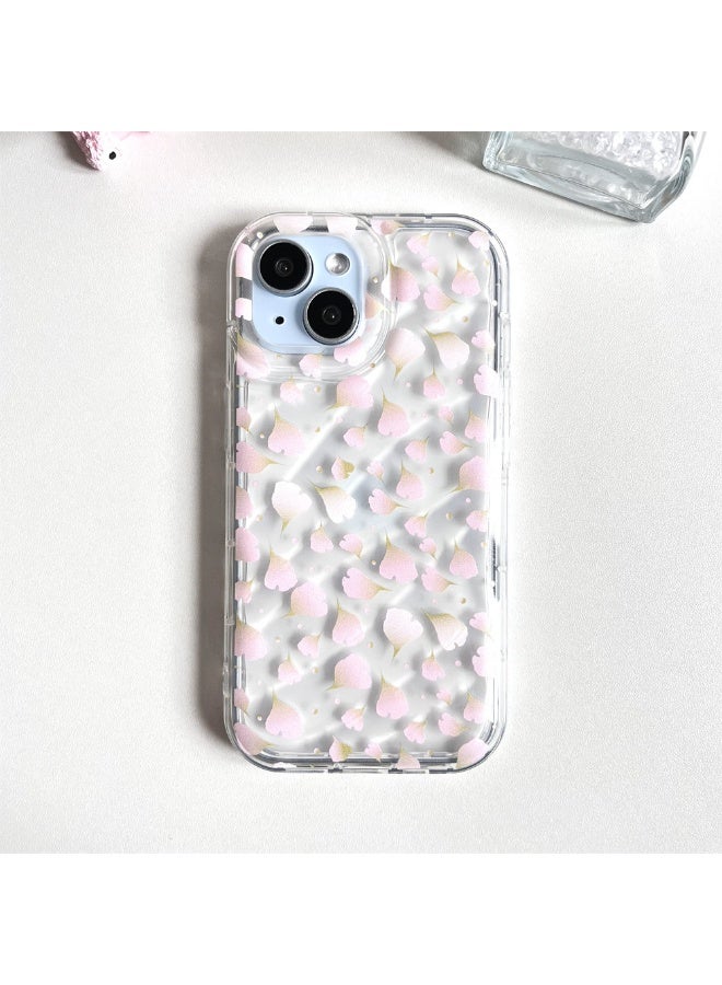 NIBEMINENT Pink Petals For Anti Falling Airbags Protective TPU Case Cover For iPhone 15 Clear - Image 1