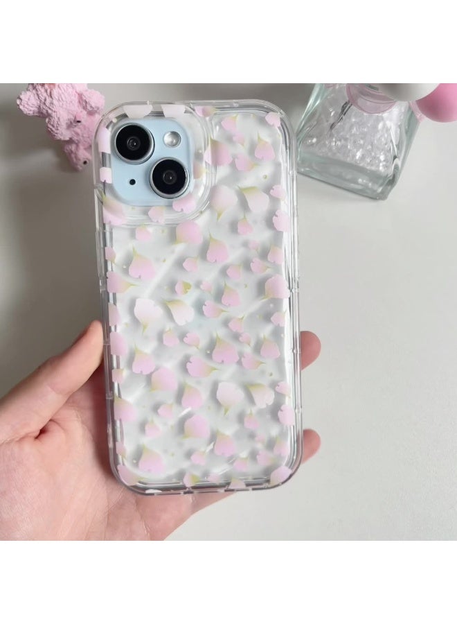 NIBEMINENT Pink Petals For Anti Falling Airbags Protective TPU Case Cover For iPhone 15 Clear - Image 2