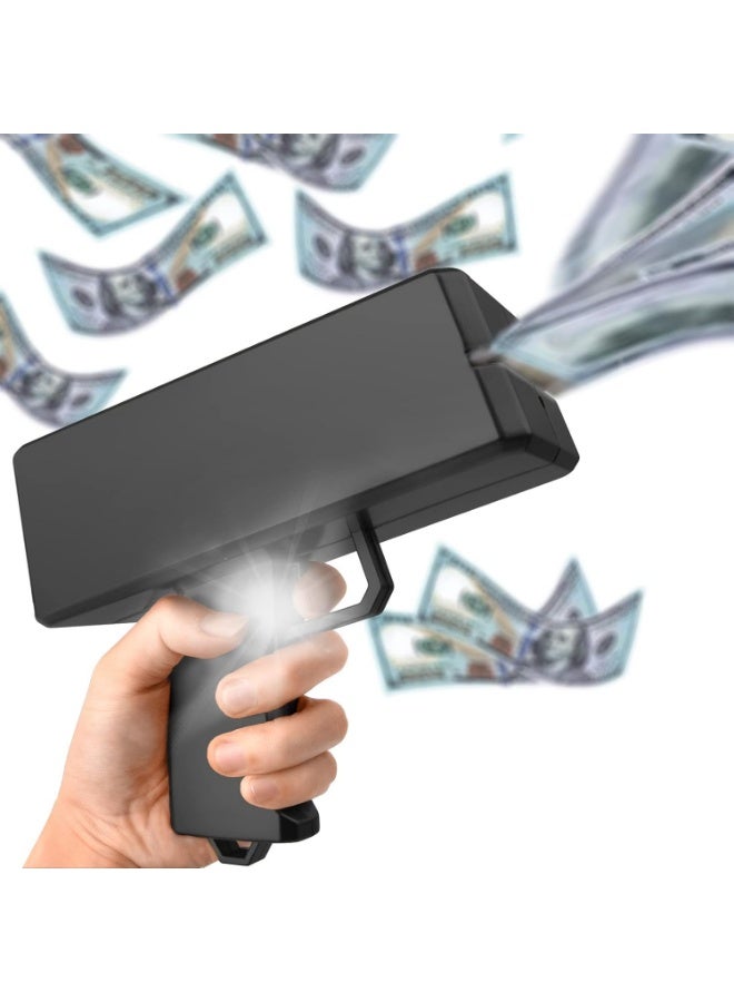 Meetion Black Money Gun Super Money Guns With 100pcs Notes Paper Playing Spary Money Gun Make it Rain Toy Gun with Play Money & 9V Batteries Cash Gun for Game Party Supplies (Money Gun) - Image 1