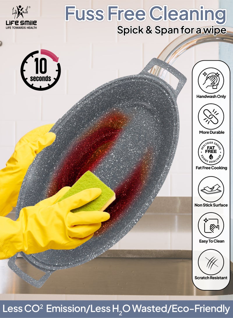 Life Smile Granite Nonstick Fish Pan Set –  Multi-Layer Granite Coating, Induction Compatible Aluminium Cookware - Image 2